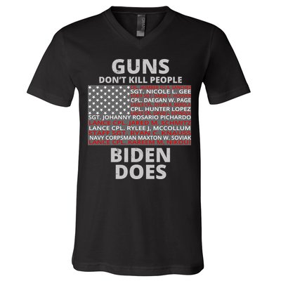 Guns Don't Kill People Biden Does 13 American Heroes V-Neck T-Shirt