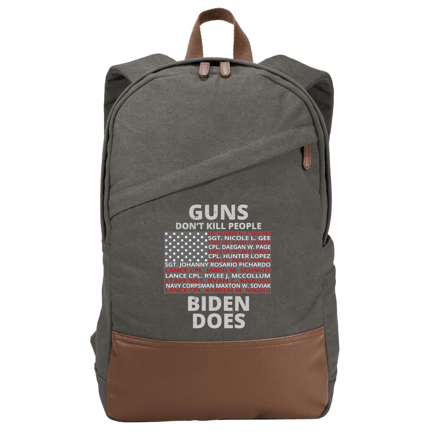 Guns Don't Kill People Biden Does 13 American Heroes Cotton Canvas Backpack