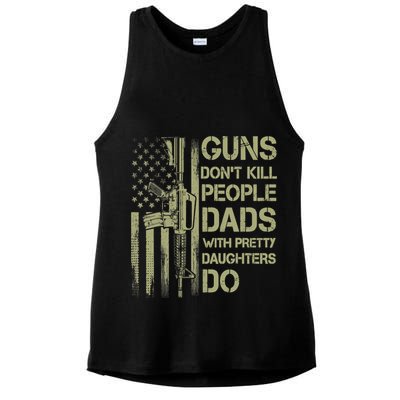 Guns Don't Kill People Dads With Pretty Daughters Humor Dad Ladies PosiCharge Tri-Blend Wicking Tank