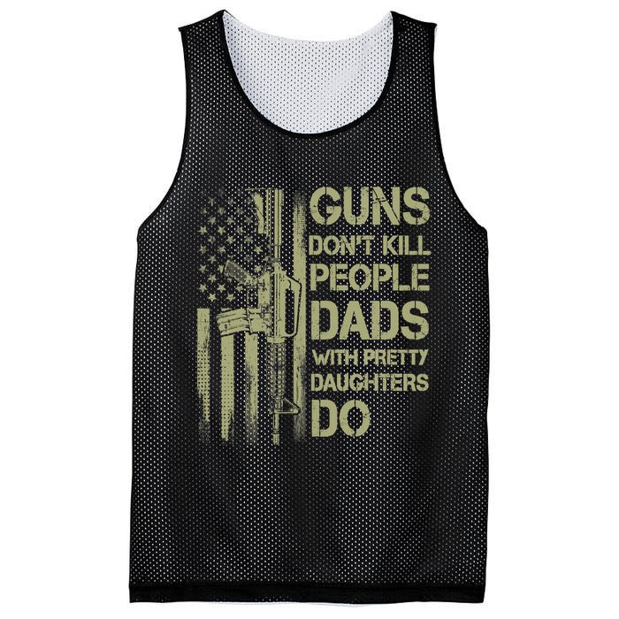Guns Don't Kill People Dads With Pretty Daughters Humor Dad Mesh Reversible Basketball Jersey Tank
