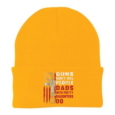 Guns Don't Kill People Dads With Pretty Daughters Humor Dad Knit Cap Winter Beanie