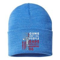 Guns Don't Kill People Dads With Pretty Daughters Humor Dad Sustainable Knit Beanie