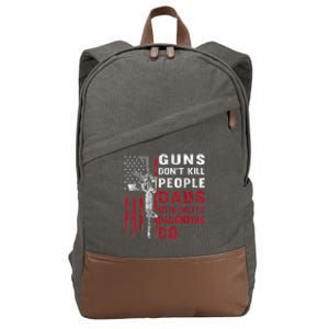 Guns Don't Kill People Dads With Pretty Daughters Humor Dad Cotton Canvas Backpack