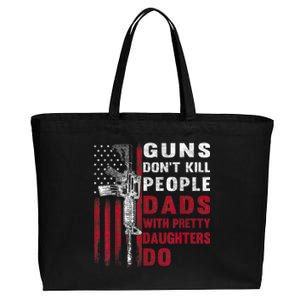 Guns Don't Kill People Dads With Pretty Daughters Humor Dad Cotton Canvas Jumbo Tote