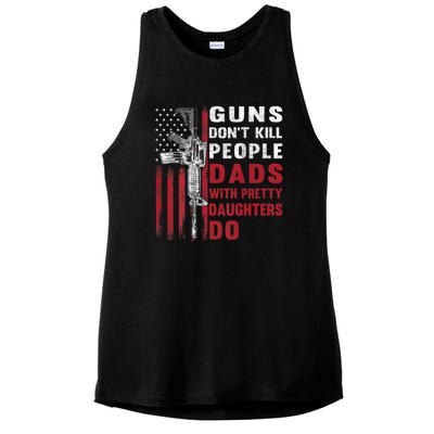 Guns Don't Kill People Dads With Pretty Daughters Do Ladies PosiCharge Tri-Blend Wicking Tank