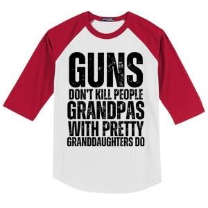 Guns Dont Kill People Grandpas With Pretty GrandDaughters Do Kids Colorblock Raglan Jersey