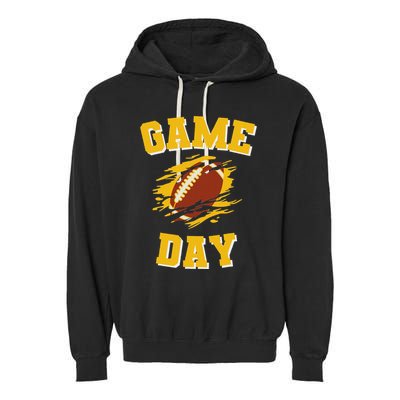 Game Day Kick Off Football Black And Yellow Team Fan Garment-Dyed Fleece Hoodie