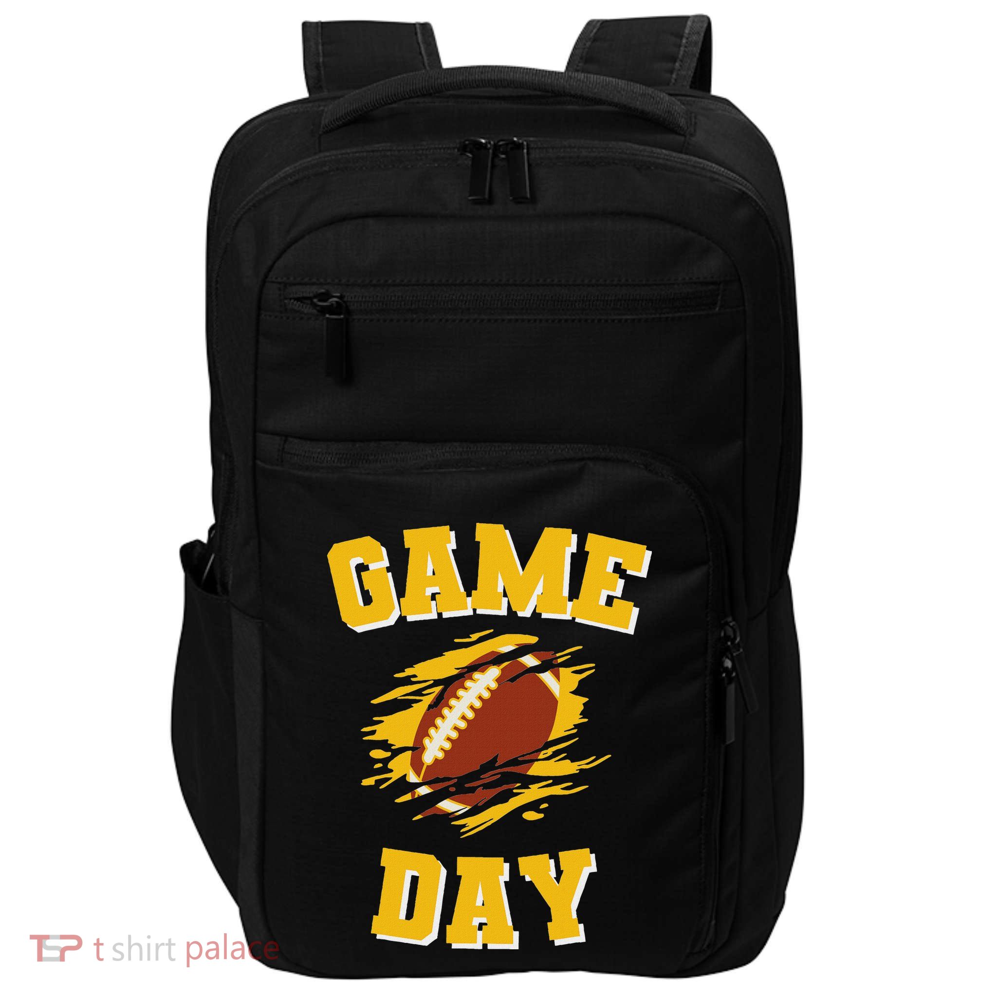 Game Day Kick Off Football Black And Yellow Team Fan Impact Tech Backpack