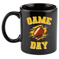 Game Day Kick Off Football Black And Yellow Team Fan 11oz C Handle Ceramic Mug