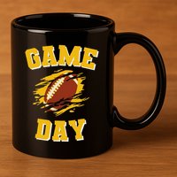 Game Day Kick Off Football Black And Yellow Team Fan 11oz C Handle Ceramic Mug