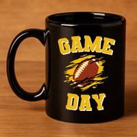 Game Day Kick Off Football Black And Yellow Team Fan 11oz C Handle Ceramic Mug