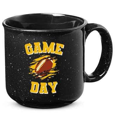 Game Day Kick Off Football Black And Yellow Team Fan 15oz Campfire Ceramic Mug