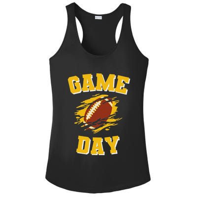 Game Day Kick Off Football Black And Yellow Team Fan Ladies PosiCharge Competitor Racerback Tank