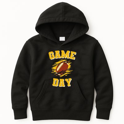 Game Day Kick Off Football Black And Yellow Team Fan Kids Hoodie