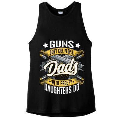 Guns Don't Kill People Dads With Pretty Daughters Do Great Gift Ladies PosiCharge Tri-Blend Wicking Tank