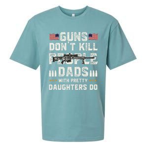 Guns Dont Kill People Dads With Pretty Daughters Humor Dad Sueded Cloud Jersey T-Shirt