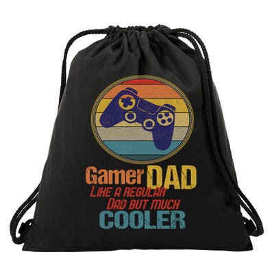 Gaming Dad Like A Regular Dad But Way Cooler Vintage Gamer Gift Drawstring Bag