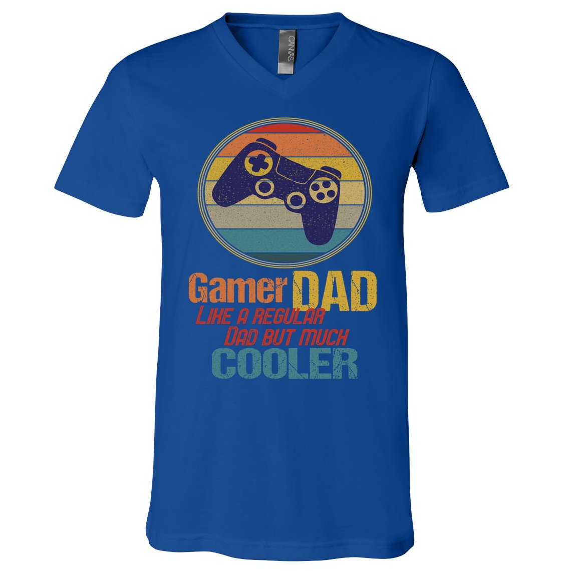 Gaming Dad Like A Regular Dad But Way Cooler Vintage Gamer Gift V-Neck T-Shirt
