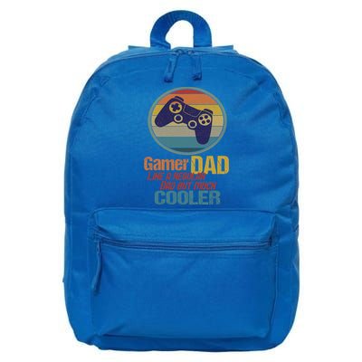 Gaming Dad Like A Regular Dad But Way Cooler Vintage Gamer Gift 16 in Basic Backpack