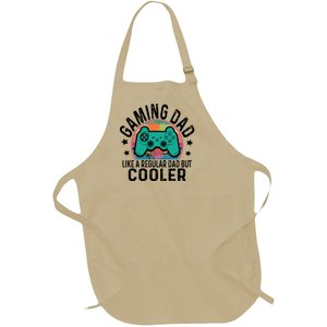 Gaming Dad Like A Regular Dad Cooler Fathers Day Gamer Humor Cool Gift Full-Length Apron With Pockets