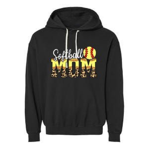 Game Day Leopard Baseball Softball Mom Life Garment-Dyed Fleece Hoodie