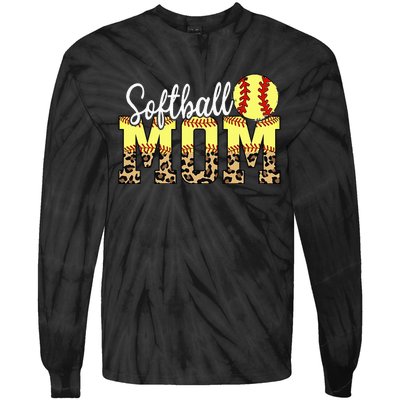 Game Day Leopard Baseball Softball Mom Life Tie-Dye Long Sleeve Shirt