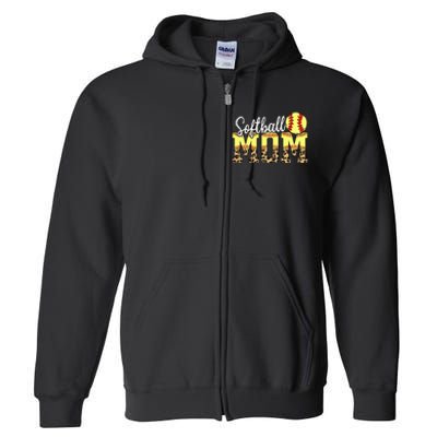 Game Day Leopard Baseball Softball Mom Life Full Zip Hoodie