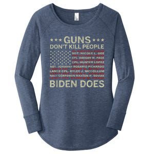 Gun.s Don't Like Ki.lls People Biden Does American Flag Women's Perfect Tri Tunic Long Sleeve Shirt