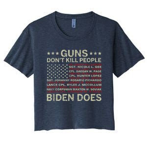 Gun.s Don't Like Ki.lls People Biden Does American Flag Women's Crop Top Tee