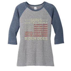 Gun.s Don't Like Ki.lls People Biden Does American Flag Women's Tri-Blend 3/4-Sleeve Raglan Shirt