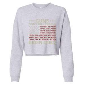 Gun.s Don't Like Ki.lls People Biden Does American Flag Cropped Pullover Crew