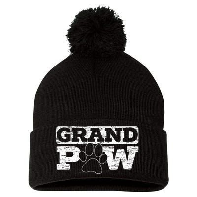 Grandpaw Dog Lover Grandfather Best Grandpa Grandparents Day Pom Pom 12in Knit Beanie