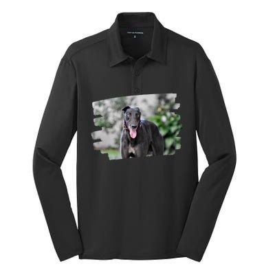 Greyhound Dog Lover Gift Silk Touch Performance Long Sleeve Polo