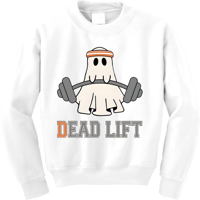 Ghost Dead Lift Halloween Ghost Gym Gymer Kids Sweatshirt