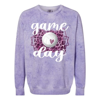 Game Day Leopard Volleyball Game Day Meaningful Gift Colorblast Crewneck Sweatshirt