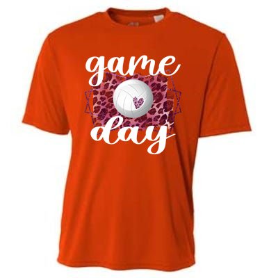 Game Day Leopard Volleyball Game Day Meaningful Gift Cooling Performance Crew T-Shirt