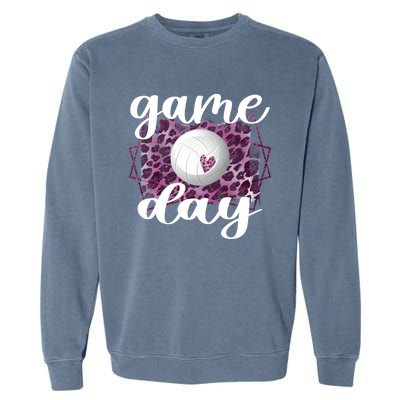 Game Day Leopard Volleyball Game Day Meaningful Gift Garment-Dyed Sweatshirt