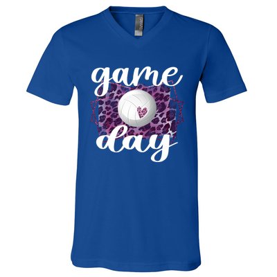 Game Day Leopard Volleyball Game Day Meaningful Gift V-Neck T-Shirt