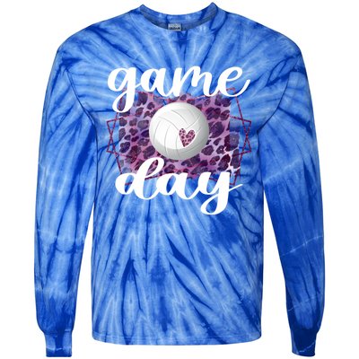 Game Day Leopard Volleyball Game Day Meaningful Gift Tie-Dye Long Sleeve Shirt