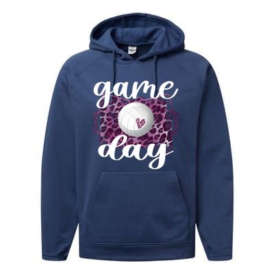 Game Day Leopard Volleyball Game Day Meaningful Gift Performance Fleece Hoodie