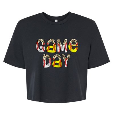 Game Day Leopard Baseball Softball Mom Life Bella+Canvas Jersey Crop Tee