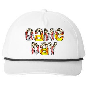 Game Day Leopard Baseball Softball Mom Life Snapback Five-Panel Rope Hat