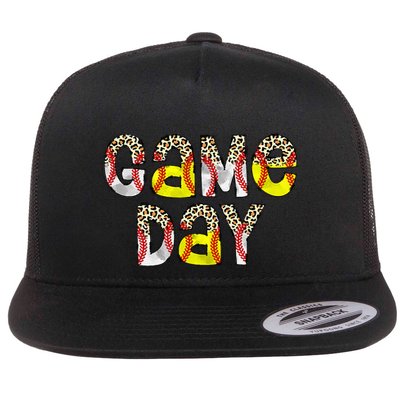 Game Day Leopard Baseball Softball Mom Life Flatbill Hat
