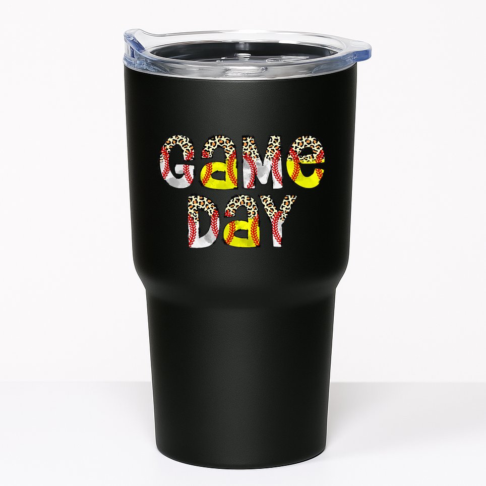 Game Day Leopard Baseball Softball Mom Life Tumbler