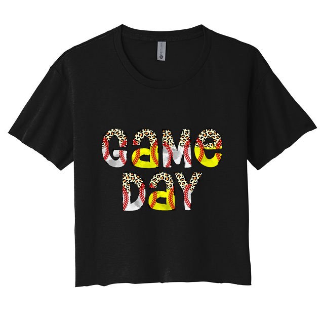 Game Day Leopard Baseball Softball Mom Life Crop Top