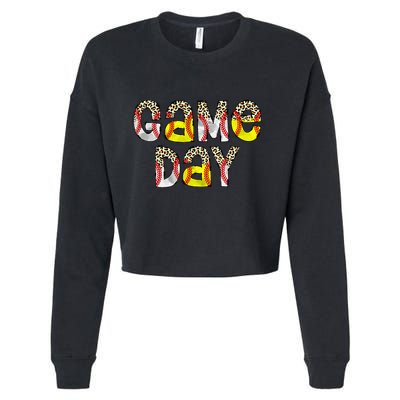 Game Day Leopard Baseball Softball Mom Life Cropped Pullover Crew