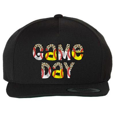 Game Day Leopard Baseball Softball Mom Life Wool Snapback Cap