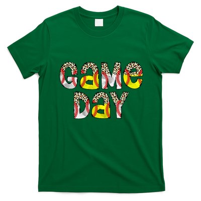 Game Day Leopard Baseball Softball Mom Life T-Shirt