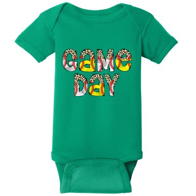 Game Day Leopard Baseball Softball Mom Life Baby Bodysuit