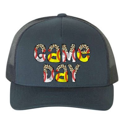 Game Day Leopard Baseball Softball Mom Life Yupoong Adult 5-Panel Trucker Hat